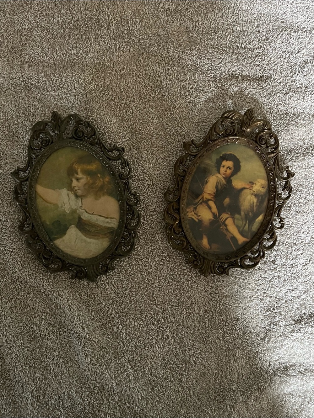 Ornate Vintage Oval Picture Frame Pair. Made in Italy
